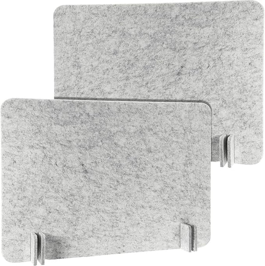 Fabbay 2 Pcs Acoustic Freestanding Desk Divider Desk Partition 16 x 24 Inch Table Freestanding Up Privacy Panel Visual Distraction and Noise Reducing for Office Furniture Classroom (Silver Gray)