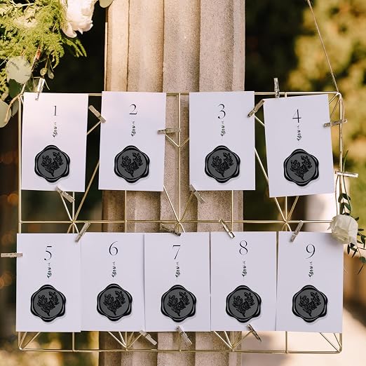 UNIQOOO Wax Seal Stickers - Eucalyptus Wedding Invitation Envelope Seal Sticker, 50 Pcs Self- Adhesive Black Stickers, Perfect for Invitation, Christmas, Gift Wrapping, Party