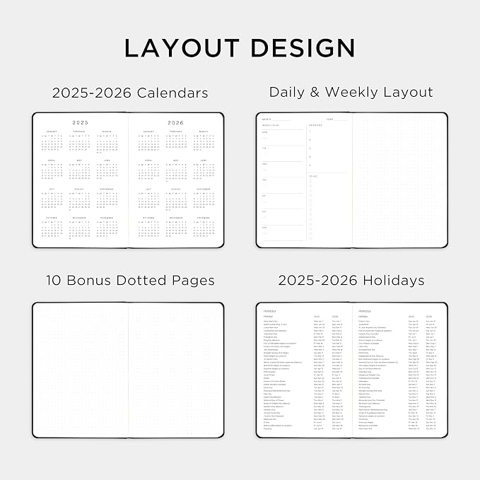 And Per Se Undated Planner, Weekly & Monthly Planner with Goal & Habit Tracker, A5 Leather Hardcover Productivity Journal for Academic Year (Blue)