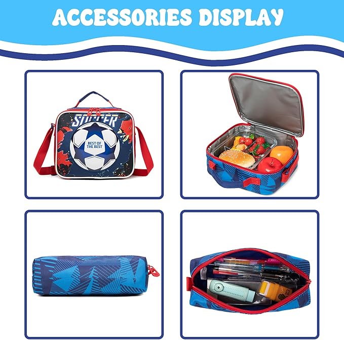 Backpack with Wheels for Kids Boys Rolling Backpack for School Roller Backpacks for Kids Backpacks with Lunch Box Pencil Case for Elementary Back to School Supplies
