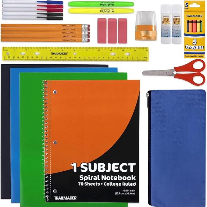 Trailmaker 720 Pack Bulk School Supply Kits | 30 Piece Classroom Supply Sets for Elementary & Middle School | Notebooks, Pencils, Crayons & Essentials | Ready-to-Distribute Kits for Teachers, Districts & Organizations