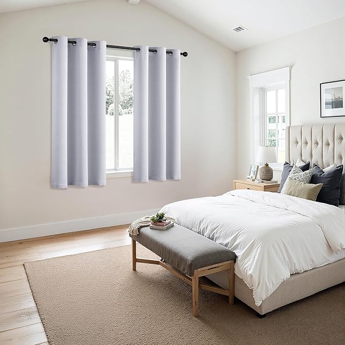 MIULEE Blackout Curtains for Bedroom Living Room 2 Panels, Thermal Insulated Room Darkening Drapes Grommet Noise Reducing Light Blocking Window Treatments 40 Inches Long 29x40 Inch Greyish White