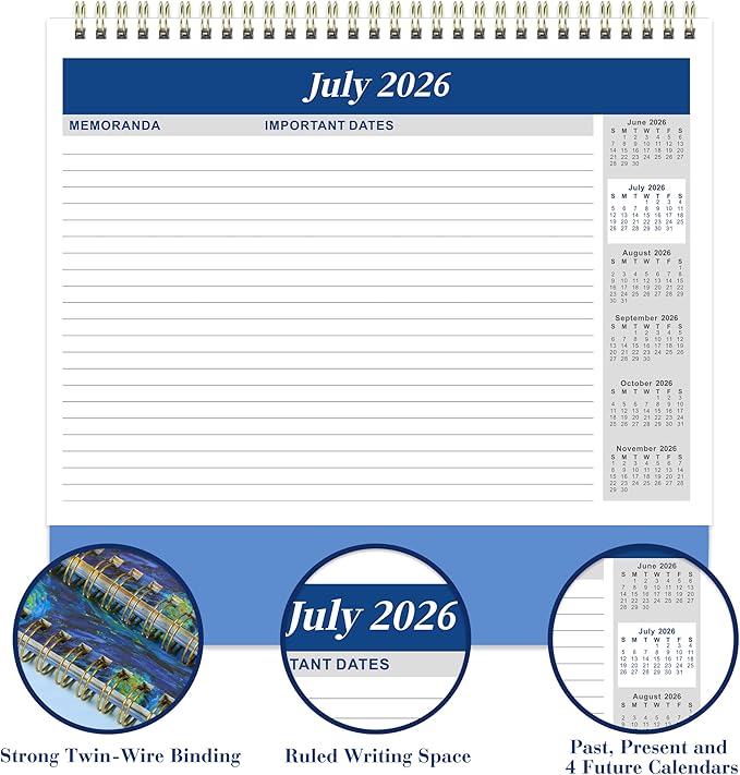 2026 Desk Calendar - JAN 2026 - DEC 2026, Standing Flip Desktop Calendar 2026, 12 Months Desktop Calendar, 9.8" x 8.3", Thick Paper