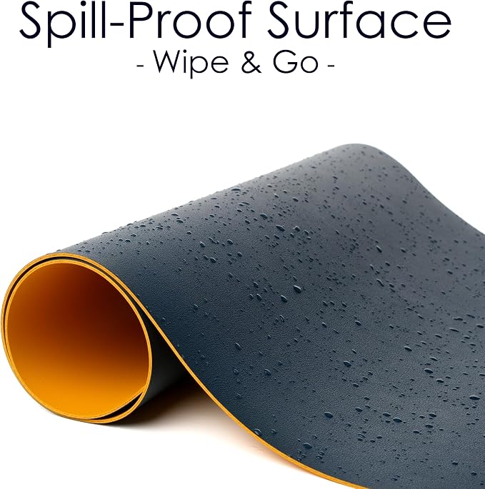 Leather Desk Pad Protector, Waterproof Mouse Pad, PU Desk Mat, Office Desk Cover, Desk Writing Mat for Office/Home/Work/Cubicle (Blue/Yellow) 9x8 in