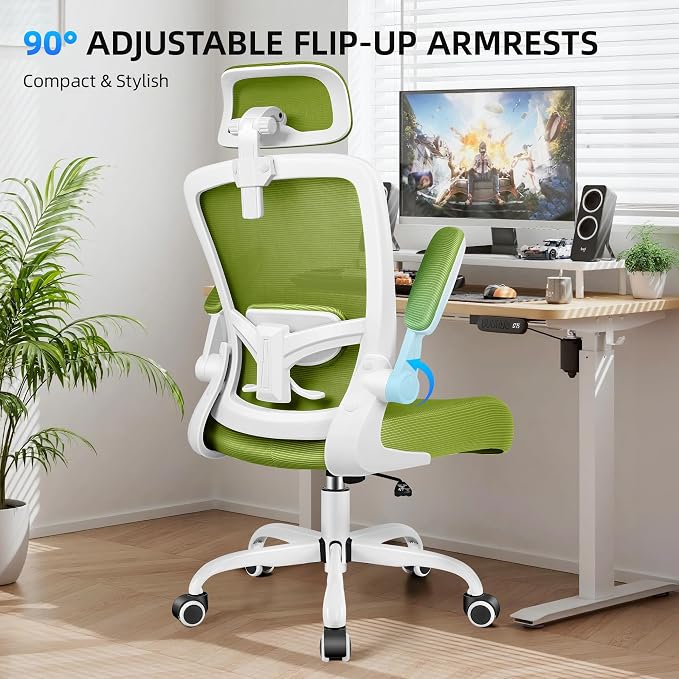 FelixKing Office Chair, Desk Chair with Adjustable Lumbar Support, Ergonomic Computer Chair with High Back and Armrest, Adjustable Height Gaming Chair Home Office Swivel Chair(Avocado Green)