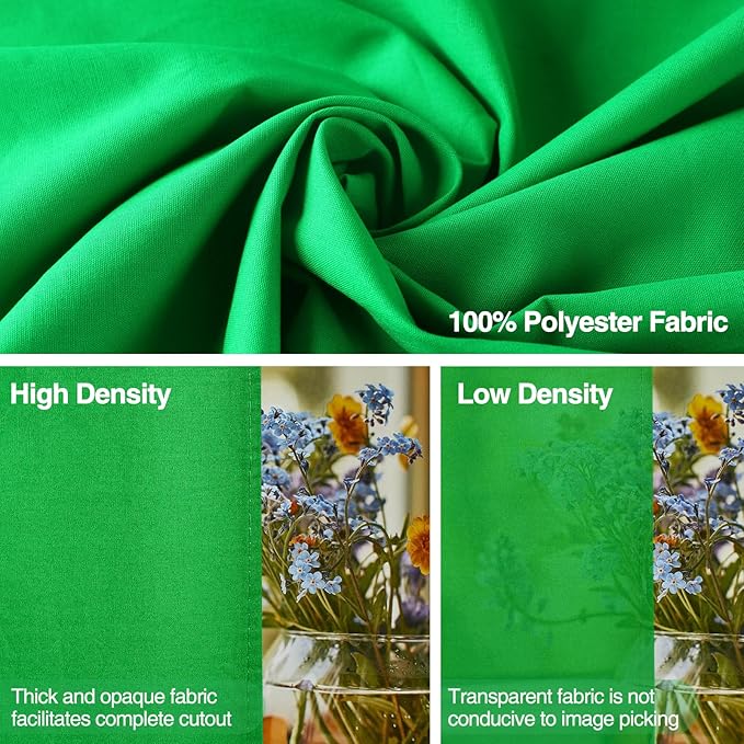 Green Screen Backdrop, 10x8.5ft (WxH) Photography Chromakey Greenscreen Background, Polyester Collapsible Green Backdrop Curtain for Streaming, Meeting, Photo Studio, Video Recording