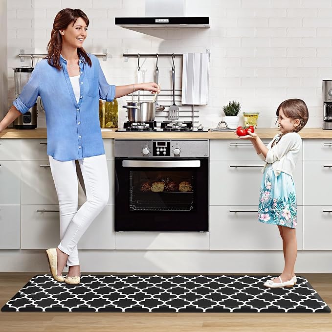 WISELIFE Anti Fatigue Floor Mat - 4/5 Inch Thick Kitchen Mat Non Slip Waterproof Heavy Duty Ergonomic Comfort Mat Durable for Home, Office, Sink, Laundry,(24" x 70", Black)