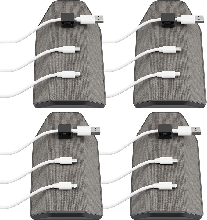 CHARGEWORX Magnetic Cable Organizer – 4 Pack - Weighted Non-Adhesive Cord Holder with 3 Magnetic Clips for USB-C, Lightning & MagSafe Cables – Desk, Office & Nightstand Cable Management