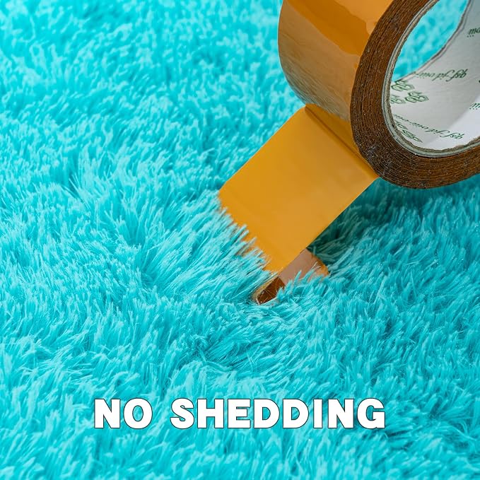 6x9 Area Rugs for Living Room, Fluffy Shaggy Rug Soft Carpets, Rugs for Bedroom Nursery Kids Room Dorm Home Decor Aesthetic, Teal Blue