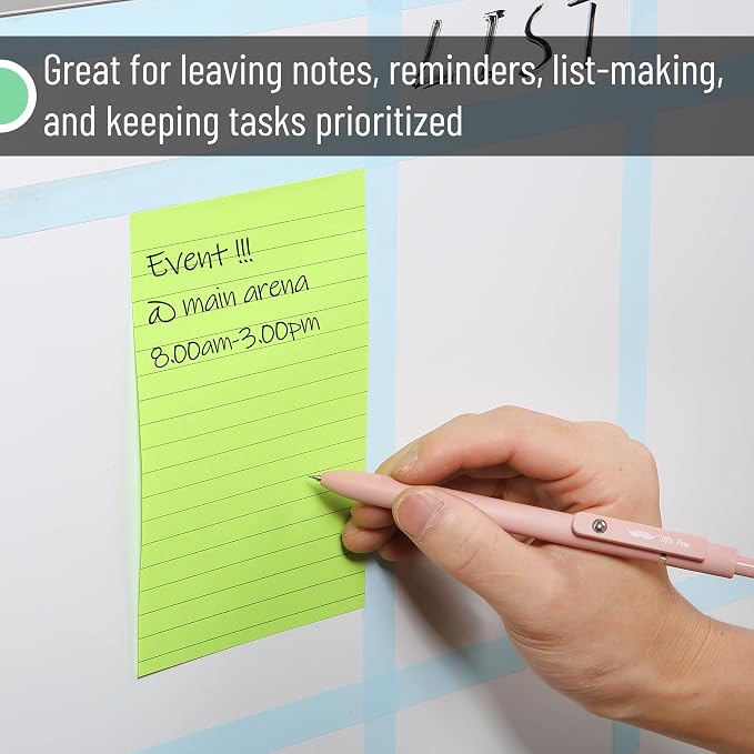 Mr. Pen- Lined Sticky Notes, 4" x 6", 6 Pads, 60 Sheets/Pad, Vibrant Color | Sticky Notes with Lines, Ruled Post Stickies, Memo Pads, Self-Stick Note Pad for Office, School, Home, Study