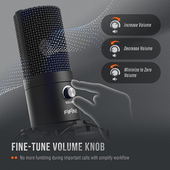 FIFINE Studio Condenser USB Microphone Computer PC Microphone Kit with Adjustable Boom Arm Stand Shock Mount for Instruments Voice Overs Recording Podcasting YouTube Vocal Gaming Streaming-T669