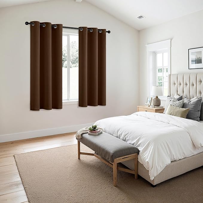 MIULEE Blackout Curtains for Bedroom Living Room 2 Panels, Thermal Insulated Room Darkening Drapes Grommet Noise Reducing Light Blocking Window Treatments 54 Inches Long 40x54 Inch Brown