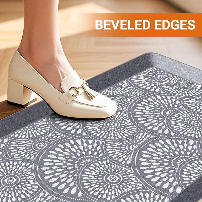Mattitude 4/5 Inch Kitchen Mat, 17.3x59in Heavy Duty Ergonomic Comfort Foam Standing Desk Mat, Waterproof Non-Slip Standing Mats and Rugs for Kitchen, Office, Grey