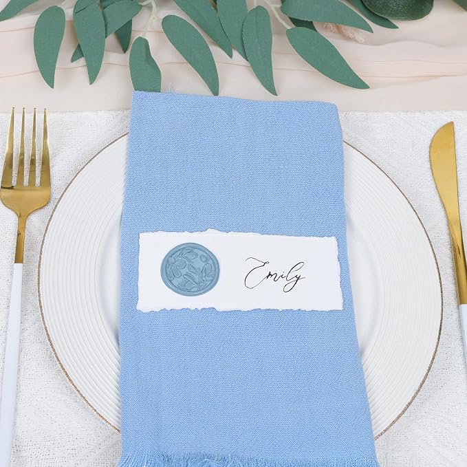 UNIQOOO Wax Seal Stickers - 3D Magnolia Wedding Invitation Envelope Botanical Seal Stickers, 50 Pcs Self- Adhesive Dusty Blue Stickers, Perfect for Invitation, Christmas, Gift Wrapping, Party