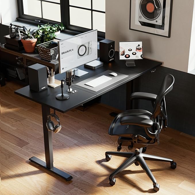 Agilestic Electric Standing Desk, 71 x 31.5 Inches Height Adjustable Desk, Sit Stand up for Work Office Home, Ergonomic Rising Computer Table with Memory Preset, Black