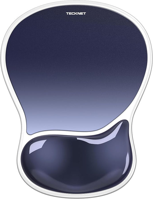 TECKNET Gel Mousepad with Wrist Rest, Ergonomic Mouse Pad, Dark Blue | Gel Wrist Support for Relieve Wrist Pain Comfortably - Non-Slip Base & Waterproof Surface for Office, Gaming, Study Comfort