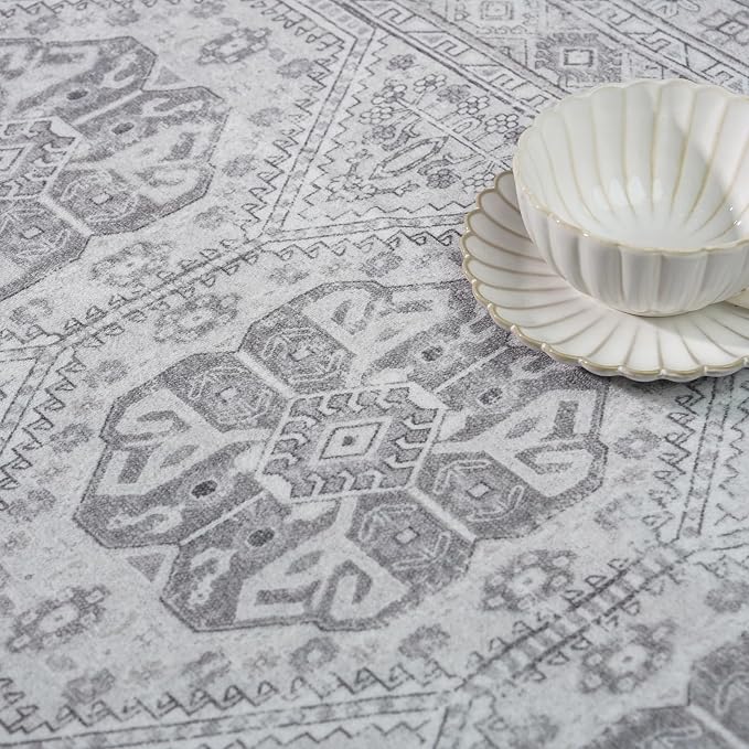2x5 Runner Rug Kitchen Washable:Oriental Indoor Hallway Runners with Non Slip Backing Floor Mat for Entryway Door Low Pile Thin Carpet for Bedroom Bathroom Living Room Bedside (Grey, 2x5)