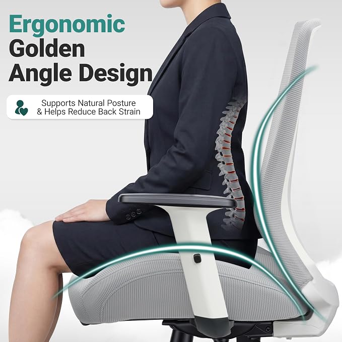 Big and Tall Home Office Desk Chair 400lb Capacity for Heavy People, Ergonomic Wide Mesh Desk Chair with Stepless Recline & Lock, 5.5" Thick Cushion, High Back, Adjustable Height & Armrests