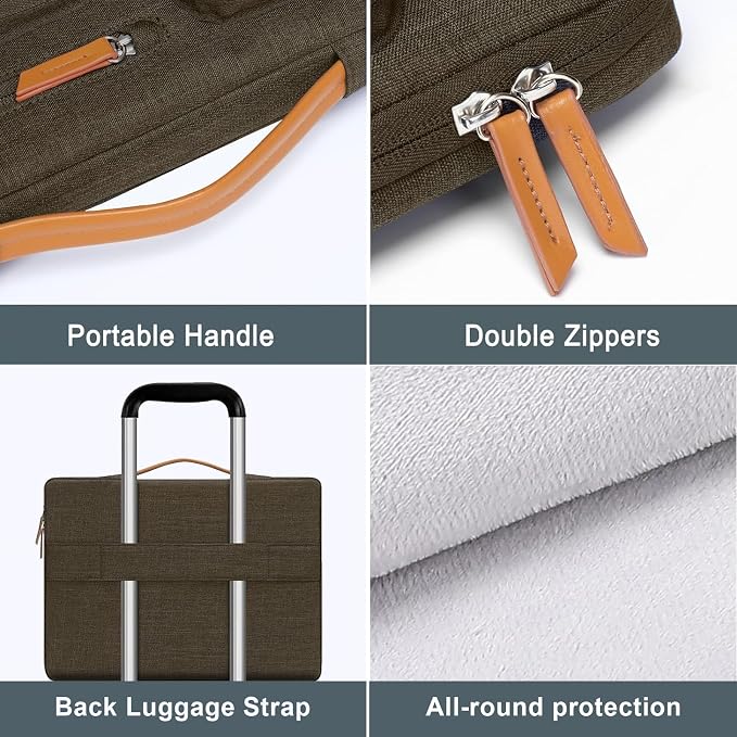 MOSISO 360 Protective Laptop Case 16 inch, 15-15.6 inch Laptop Sleeve Compatible with MacBook Pro 16, HP Acer Dell Lenovo ASUS, Side Open Carrying Case with 4 Zipper Pockets&Handle,Carob Brown