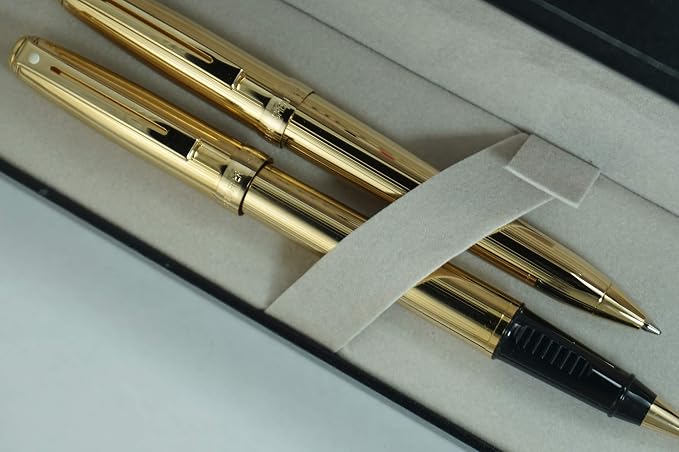 Sheaffer Signature Prelude 22KT Gold Barrel Rollerball Pen and 0.7MM Pencils set