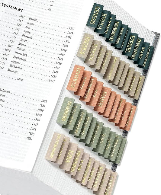 Bible Tabs for Women & Men, Bible Tabs for Study Bible, Large Print Neutral Bible Tabs for Easy Navigation, Bible Index Tabs, 66 Tabs Old & New Testament, Extra 9 Blank Tabs - Starry