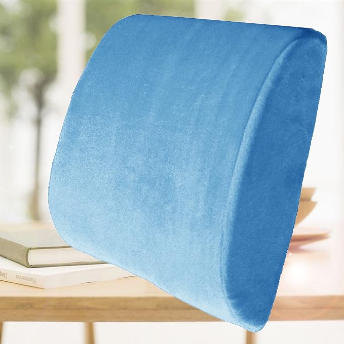 Bookishbunny 2pc High Resilience Memory Foam Seat Chair Waist Lumbar Back Support Cushion Pillow Car Office Home (Light Blue)