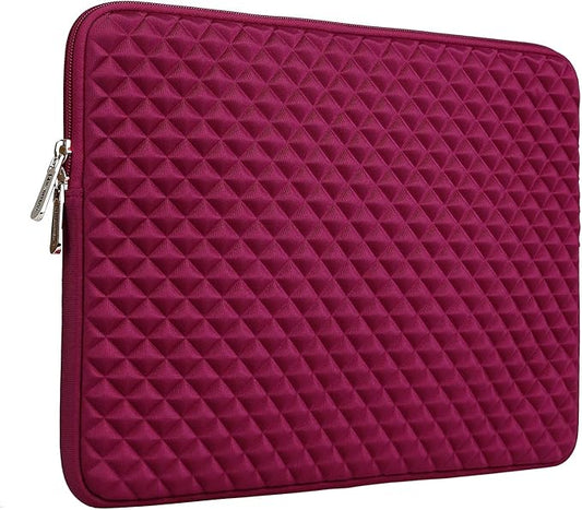 RAINYEAR 16 Inch Laptop Sleeve Diamond Foam Shock Resistant Padded Protective Case Fluffy Lining Zipper Cover Carrying Bag Specially Compatible with New 16" MacBook Pro A2141 A2485 M1 M2 M3 M4(Red)
