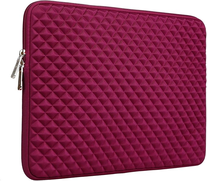 RAINYEAR 15 Inch Laptop Sleeve Diamond Foam Shock Resistant Padded Case Fluffy Lining Cover Carrying Bag Compatible with 15.4" MacBook Pro/Air, Surface Laptop 3/4 15", New XPS 15 Touch (Red)