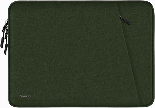 Laptop Sleeve Case, Shockproof Protective Computer Sleeve Cover with Accessories Pocket, Water Resistant Traveling Carrying 15.6 inch Laptop Bag Compatible for MacBook Dell HP Acer Lenovo, Army Green