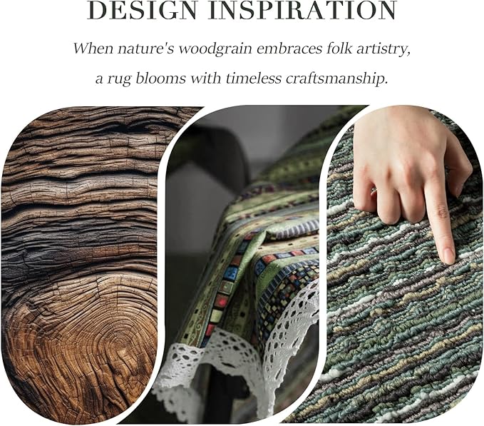 Kitchen Rugs Sets of 2-Non Slip Kitchen Mats for Floor-Thick Stain Resistant Vintage Kitchen Floor Mat Runner Carpet for Hallways Entryway Laundry Room Washable（Green 24"x79"+20"x47"）