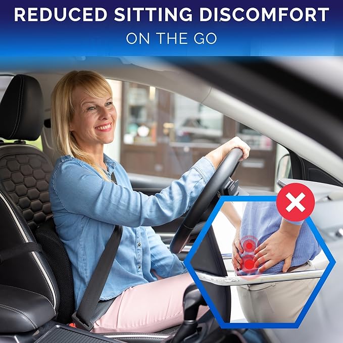 Healthfix® Car Lumbar Support Pillow | Back Cushion to Help Improve Posture (Soft)
