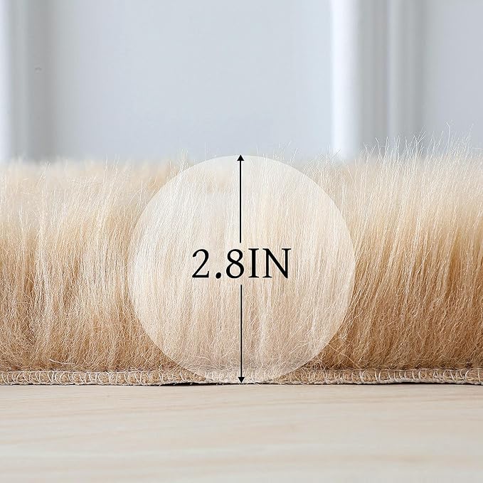 linmopm Faux Fur Sheepskin Rug, Beige, 2x3 ft | Shag Fluffy Fuzzy, High-Density Cushion, For Bedroom Bedside Living Room, Plush Carpet, Sofa Cover