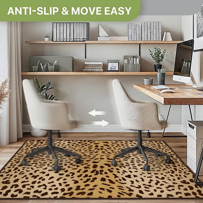 36"x48" Office Chair Mat for Hardwood Tile Floor, Under Desk Carpet Protector for Rolling Computer Chair Mat, Machine Washable Area Rug, Anti-Slip 1/5" Thick Low Pile Thin Floor Mat, Yellow Black
