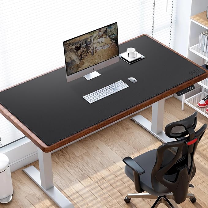 Cacoy 63" x 24" Leather Desk Mat, Extra Large Desk Matt for Desktop, Waterproof Office Desk Pad Protector, XXL Oversized Mouse Pad for Full Desk, Desk Blotter Workspace Mat for Home and Office, Black