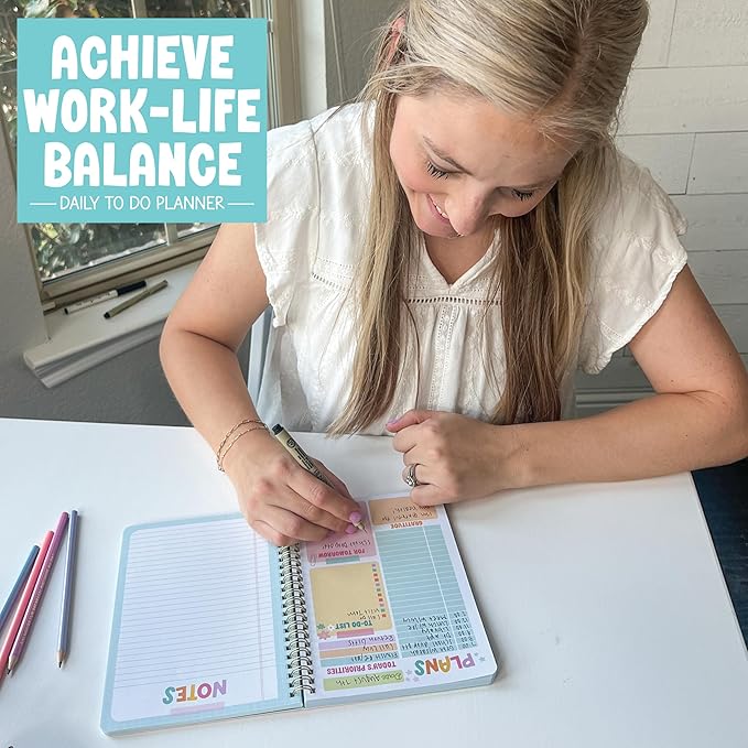 Undated Daily Planner Notebook - Undated Planner Notebooks, Daily To Do List Planners, To Do List Notebook for Work Organization, Day Schedule Planners for Kids and Adults