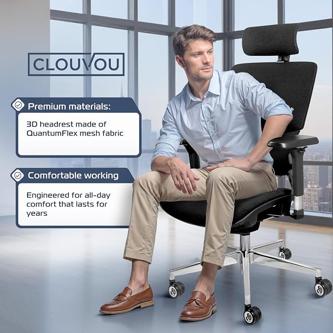 MasterSeat Ergonomic Office Chair Comfy [#1 in Tests] Swivel Chair | Ergonomic Chair with Breathable Mesh Back | Computer Chair with wheels | Home Office Desk Chair with 2D Headrest | For 330lbs