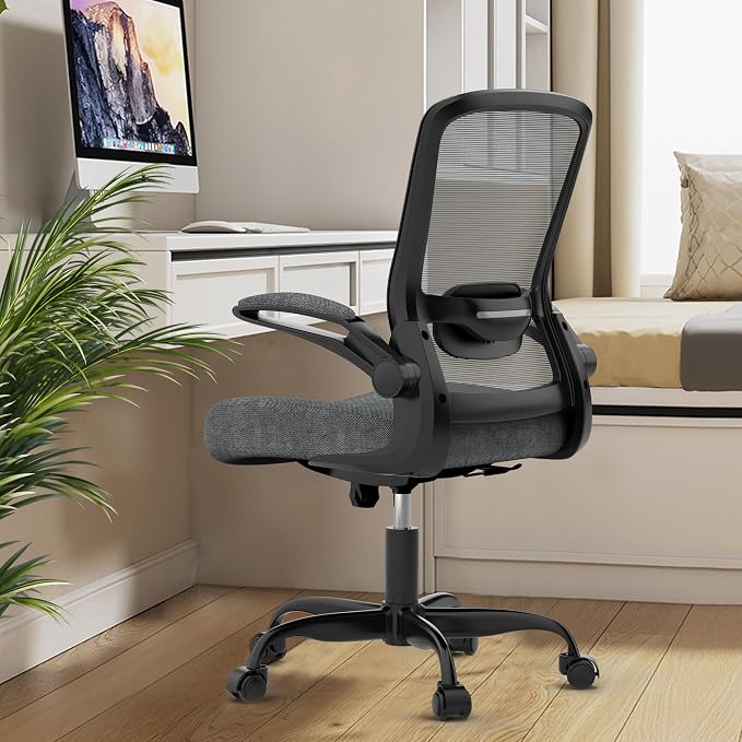 Mimoglad Ergonomic Office Chair - Desk Chair with Flip-up Armrests & 135° Recline, Adjustable Lumbar Support - Space-Saving Task Chair for Business/Team Office & Home (Iron Gray, 300lbs) | Supports 300 lbs · Seat 19.48"–23.4" · Breathable mesh · 20–30 ...