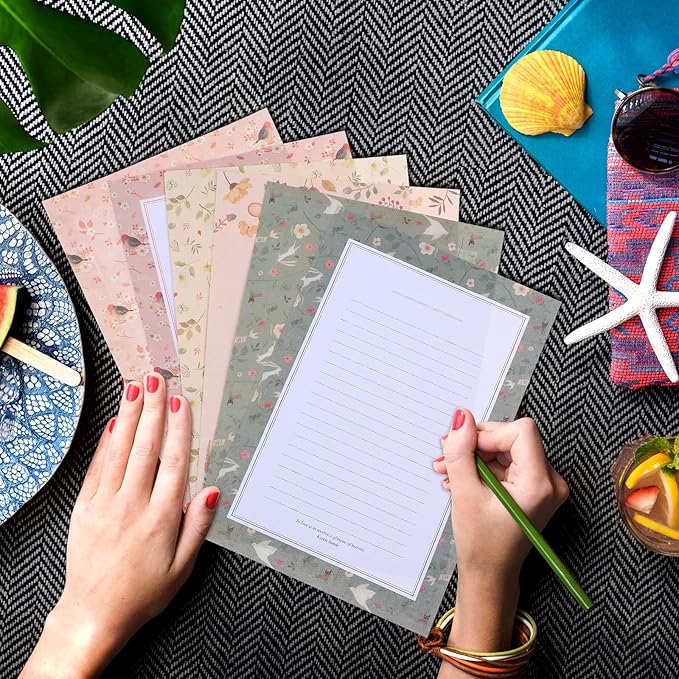 Zonon 90 Pieces Stationery Set with Envelopes Include 60 Letter Writing Paper 30 Envelopes and 48 Colorful Round Dot Decal for Letter Party Invitations Office School Supplies(Vivid Style)