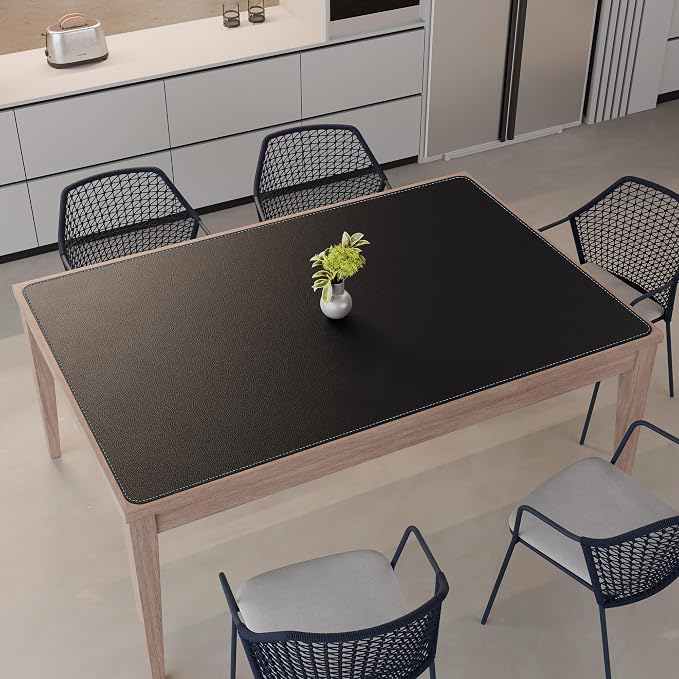 CENNBIE HUGE180 70.8" x 47" Black Leather Desk Mat for Conference Table, Dining Table, Work Table, Banquet Tables, Library Table