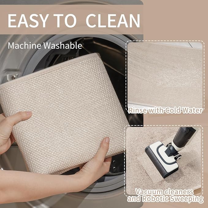 YDKGL Kitchen Rugs and Mats Non Slip Washable, Absorbent Runner Rugs for Kitchen, Front of Sink, Kitchen Mats for Floor，Easy to Clean and Maintain Kitchen Floor mat(Beige, 17"x59")