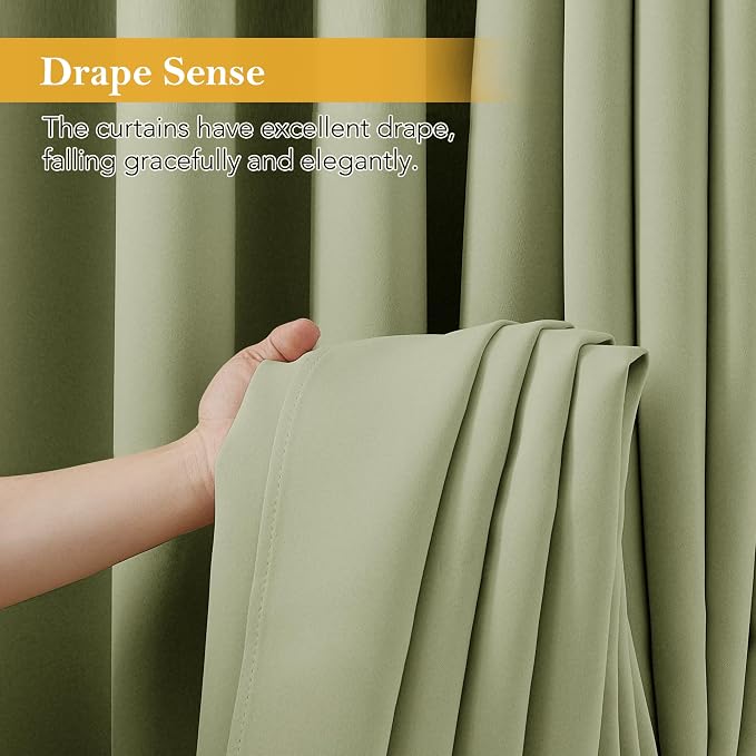 RYB HOME Blackout Thermal Insulated Curtains, Portable Curtain for Sliding Glass Door/Storage/Space Room Divider, Large Window Treatment Room Divider Panel, W80 x L84, Green, 1 Panel