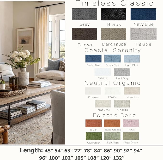 KOUFALL Neutral Blackout Curtains for Living Room Bedroom,Mushroom Taupe Greige Linen Noise Reducing Soundproof Sound Proof Curtains for Office Window at Home 84 Inches Long