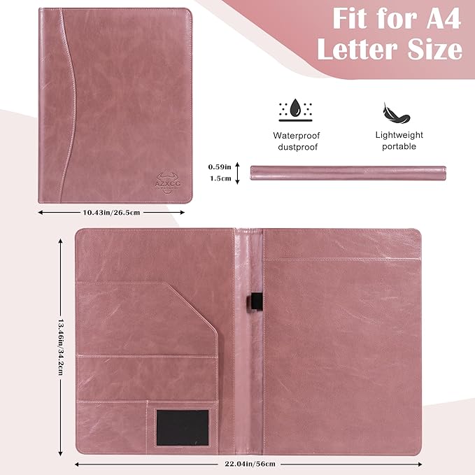 AZXCG Padfolio Portfolio Binder,Interview Resume Folder with Business Card Holder,Portfolio Folder with Document Organizer,A4 Legal Pad Holder for Men &Women