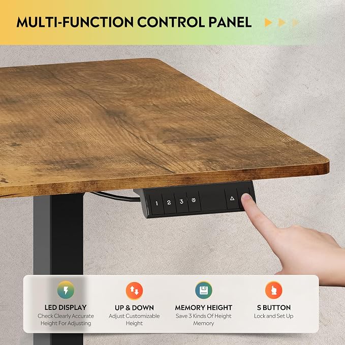 DEVAISE 63 Inch Standing Desk with Split Top, Ergonomic Computer Desk, Rustic Brown