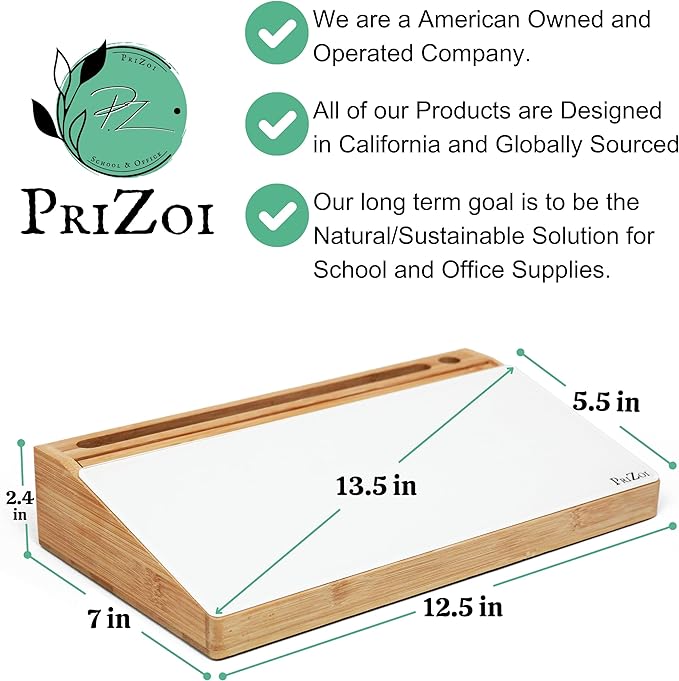 Bamboo Desktop Whiteboard with Storage - This Deskbuddy can be Used as a Desktop Dry Erase Board | Desk Buddy White Board | Bamboo Desk Organizer - PriZoi