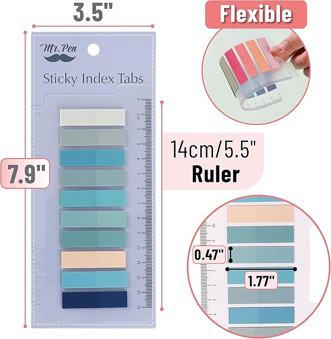 Mr. Pen- Colorful Sticky Tabs, 8 Sets, 1600 pcs, Morandi and Vintage | Translucent Page Markers, Water-Resistant Book Tabs for Annotating, Bible Study, Planning, Indexing & Document Organization