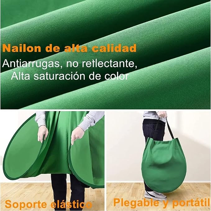 Round Green Screen Backdrop, 142cm Round Screen Backdrop Portable Green Screen Chair Background for Video Chats Video Conference Game Single Layer