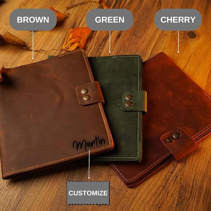 COZY LEATHER Custom Leather Portfolio, Leather Padfolio, Portfolio Folder, A5 Padfolio for Women, Notebook Cover, Gift 8.5"x7" (Brown)