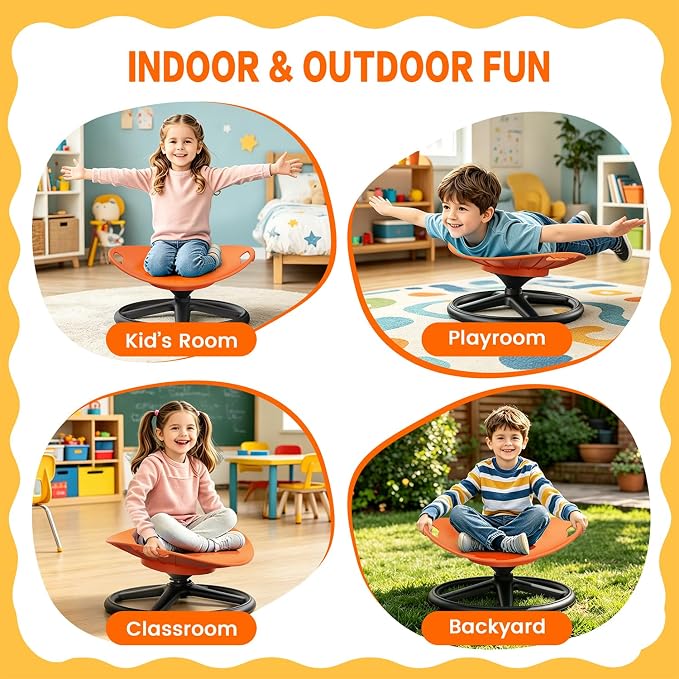 Spinning Chair for Autistic Kids Upgrade Handle Sensory Spinning Chair, 360° Silent Swivel Chair for Kids, Sensory Chair for ADHD Kids for Home & Classroom