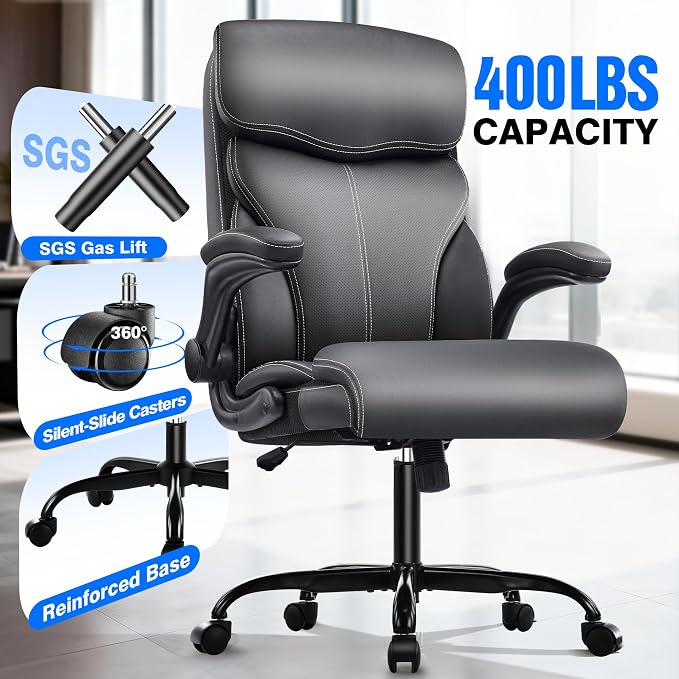AreShark Leather Office Chair - Executive High Back Ergonomic Desk Chairs | Breathable Computer Chair with Lumbar Support & Rock Function, Rolling Swivel Seat for Working, Studying, Gaming & Relaxing